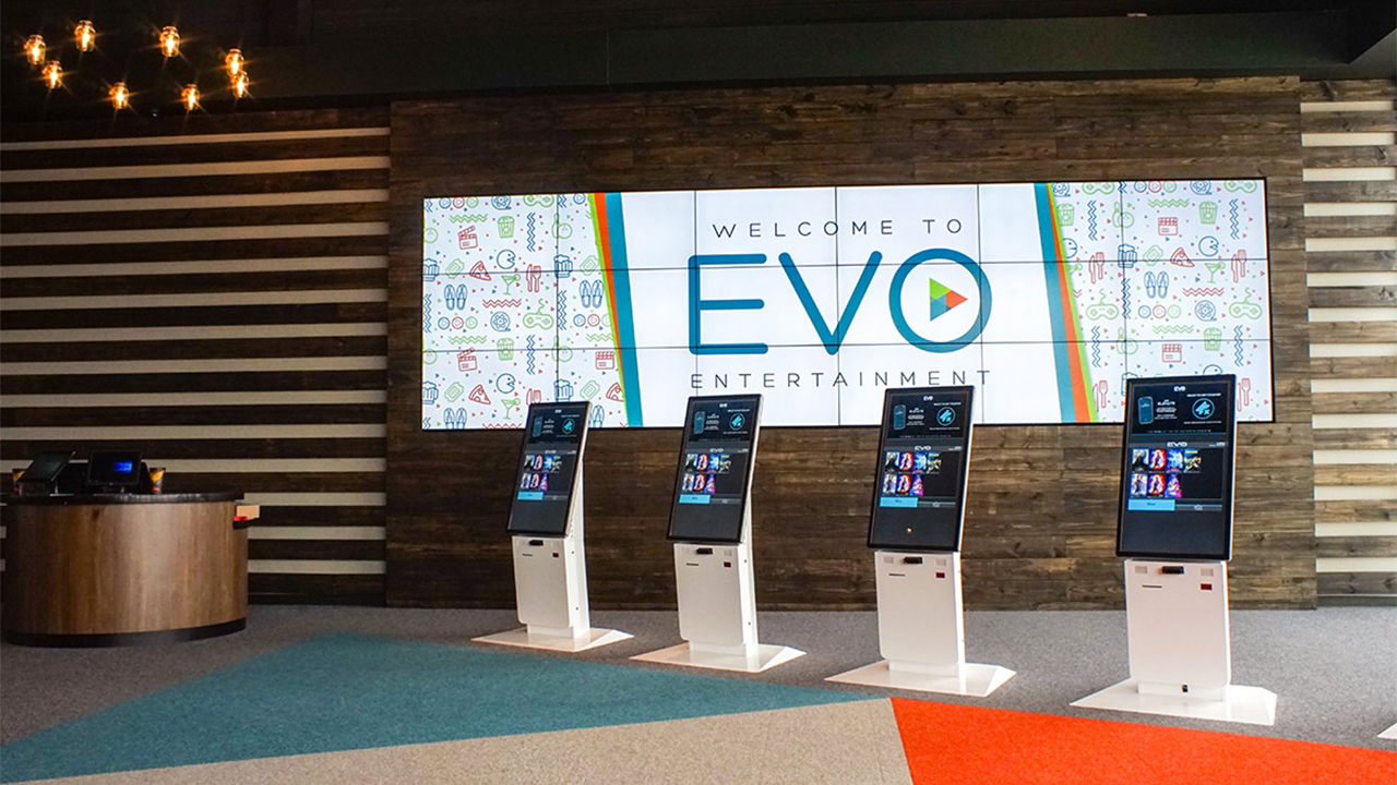 EVO Lobby with video walls and digital screens