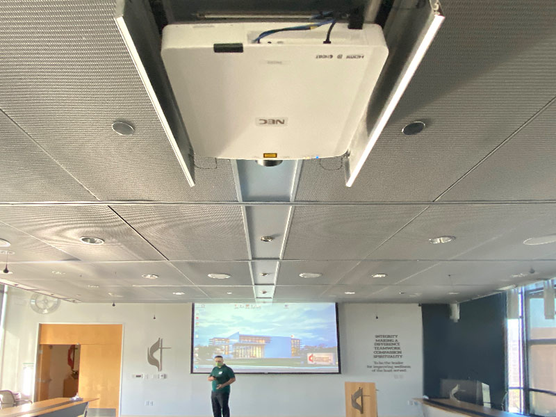 Professional Projector and Screen in Conference Room